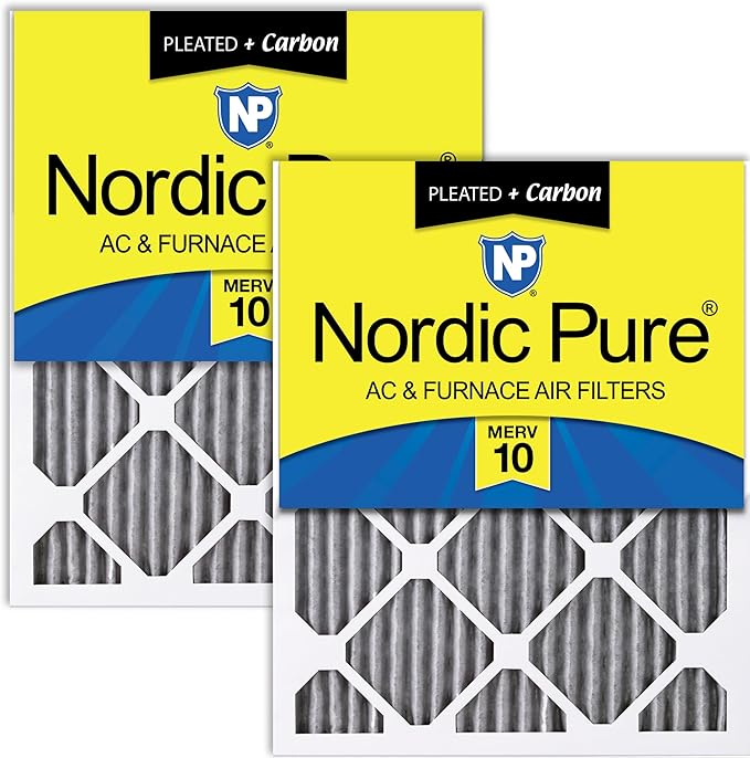 Nordic Pure 14x30x1 Furnace Air Filters MERV 10 Pleated Plus Carbon 2 Pack