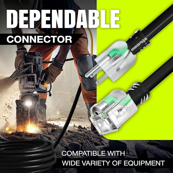 50ft Outdoor/Indoor Extension Cord 16/3 Gauge Heavy Duty 3 Prong SJTW, Waterproof, Flexible Cold-Resistant Long Power Cord,13A 125V 1625W, Black by LifeSupplyUSA