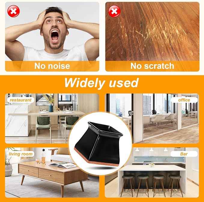 CHUNZEXI 16 Pack Square Chair Leg Floor Protectors