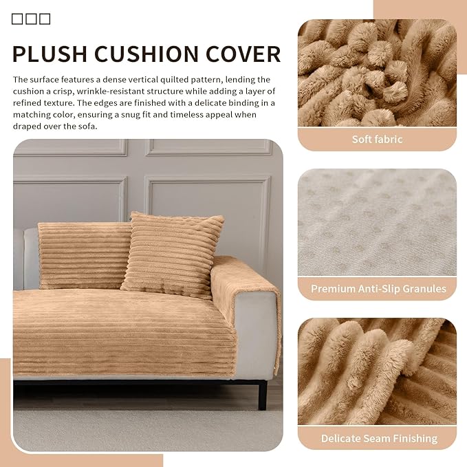 Waterproof Couch Cover & Sofa Cover, Couch Covers for Sofa Washable Non-Slip, Soft Dog Bed Protector for Sectional, Loveseat, Living Room, Car & RV Furniture (Khaki, 23"x23" 2 Pack)
