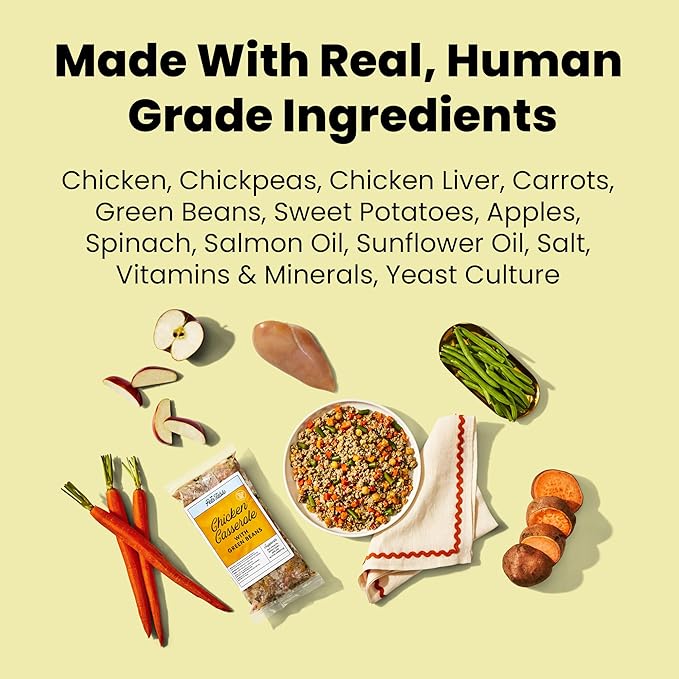 The Pets Table Human-Grade Chicken Casserole Fresh Dog Food, Dog Food Topper or Complete Meal, 9 Count of 34-oz Pouches, 19lbs