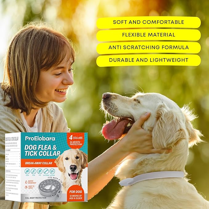 Flea and Tick Prevention Collars for Dogs: Effective Pet Flea Tick Treatment for Dog Collar - Adjustable Natural Flea Tick Collars for Extra Large, Medium, Small Dogs, Fleas Ticks Control for Puppies