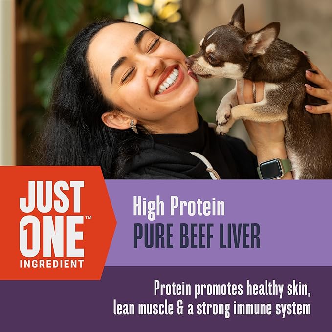 Whole Life Dog Just One Beef Liver Freeze Dried Dog Treats - Human Grade High Protein Food, Healthy Training Snacks, Freeze Dried Food Toppers, USA Made Natural Treats - 4 oz (Pack of 1)