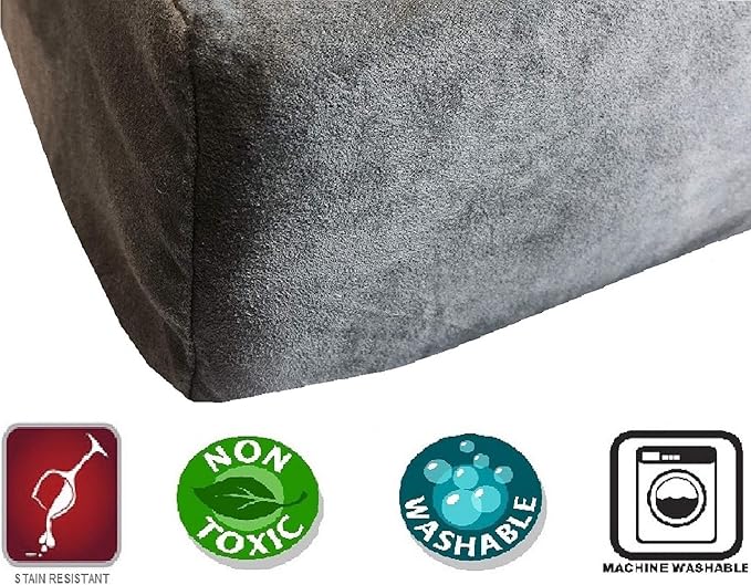 Dogbed4less Memory Foam Dog Bed for Medium Large Dogs with Orthopedic Comfort, Waterproof Liner and Grey Washable Pet Bed Cover 40X35 Pillow