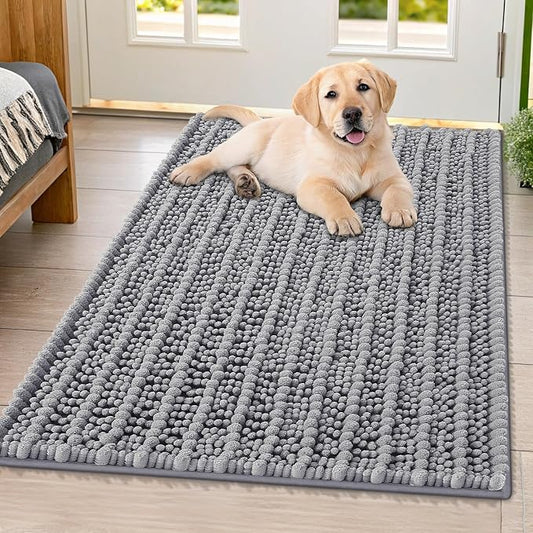 Smiry Dog Door Mat for Muddy Paws 40x32, Absorbent Dirt Trapper, Non-Slip