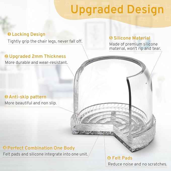 24PCS Round Chair Leg Floor Protectors, Furniture Sliders, Chair Leg Protectors