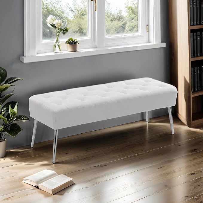 DUHOME Button-Tufted Ottoman Bench, Upholstered Footrest Stool Rectangular