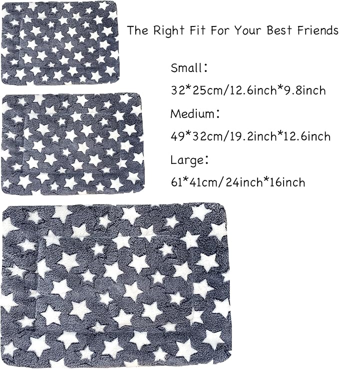iMaylex Soft Pad Dog Bed Mat, Thicken Warm, Star Pattern, Reversible, Fluffy Pet Dog Sleeping Mattress, Blue, Small