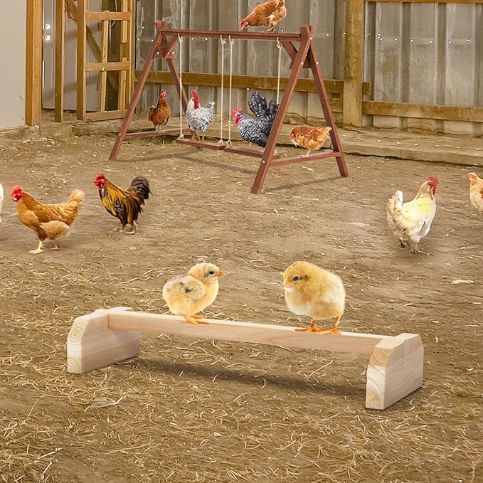 PETSFIT Chick Roosting Bar Prevent Rotation Design, Solid Wooden Thicken Rooster Perch for Coop and Brooder for Birds, Baby Chicks