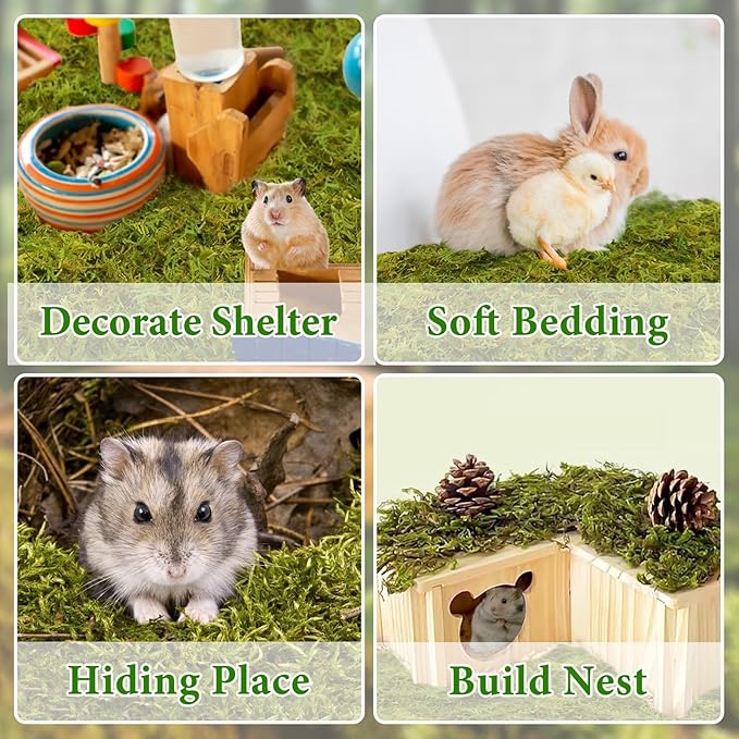 Halatool 25QT Hamster Moss for Bedding Nesting Hideout, 100% Natural Moss for Rabbits Squirrels Hamsters Guinea Pigs, Small Animals Cage Accessories Terrariums Reptiles Plants