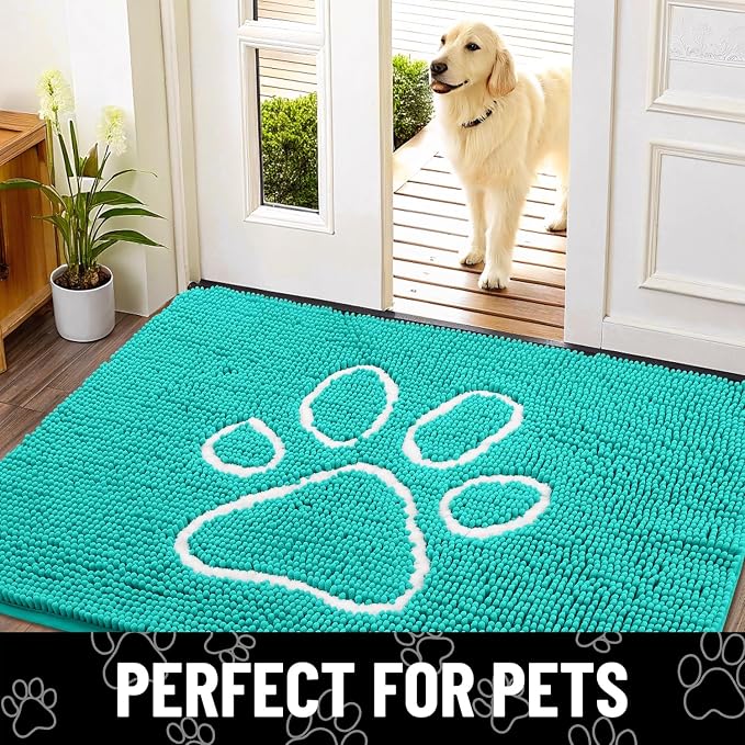 Smiry Dog Door Mat for Muddy Paws, Absorbent Dirt Trapper Non Slip Quick Dry