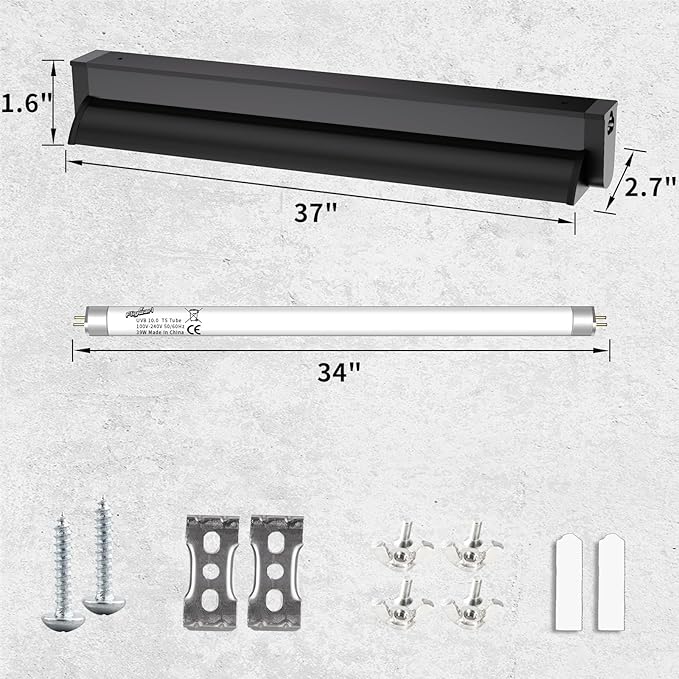T5 UVB Reptile Lighting Fixture, UVB Light for Reptiles, 39W 10.0 UVB Lighting Combo Kit for Desert & Tropical Reptiles (Lizard, Bearded Dragon, Tortoise), 34INCH