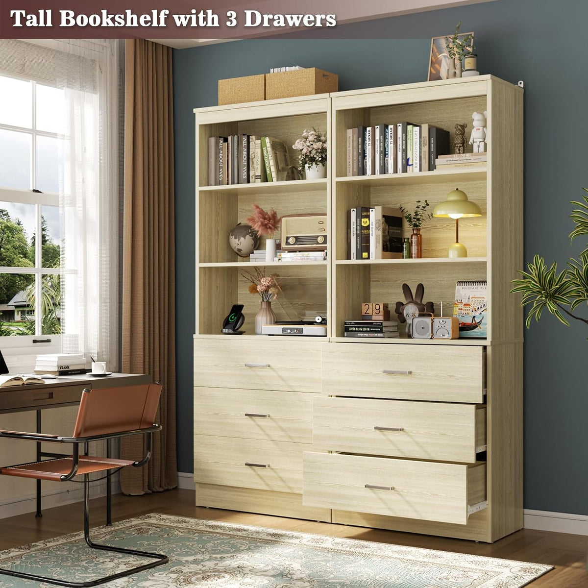 Aheaplus 23.6" Closet Drawers System,Closet System with 3 Drawers,White Oak