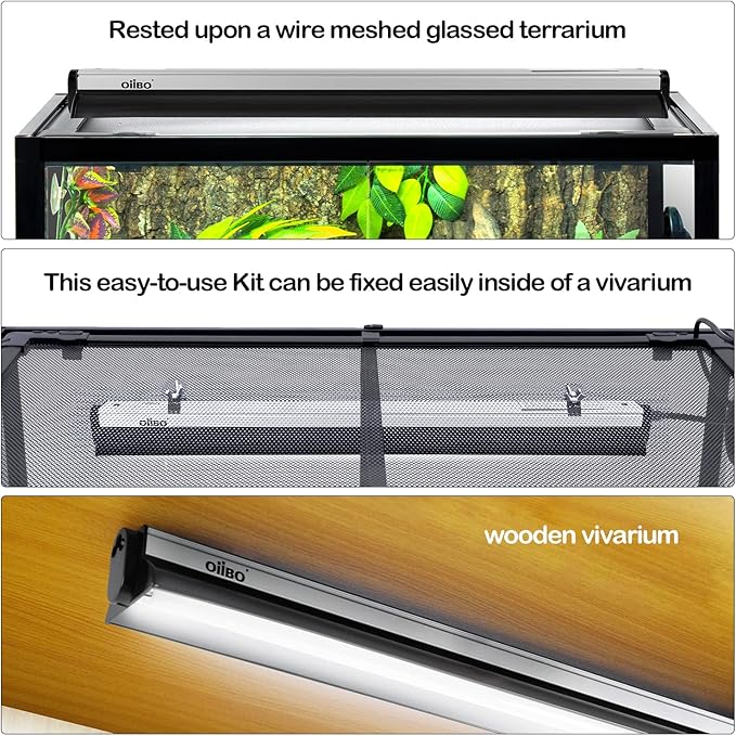 Oiibo T5 UVB Reptile Lighting Combo Kit, Reptile Light Fixture with 39W Desert 12.0 UVB Bulb High Output T5 HO UVB Reptile Light with Detachable Curved Reflector