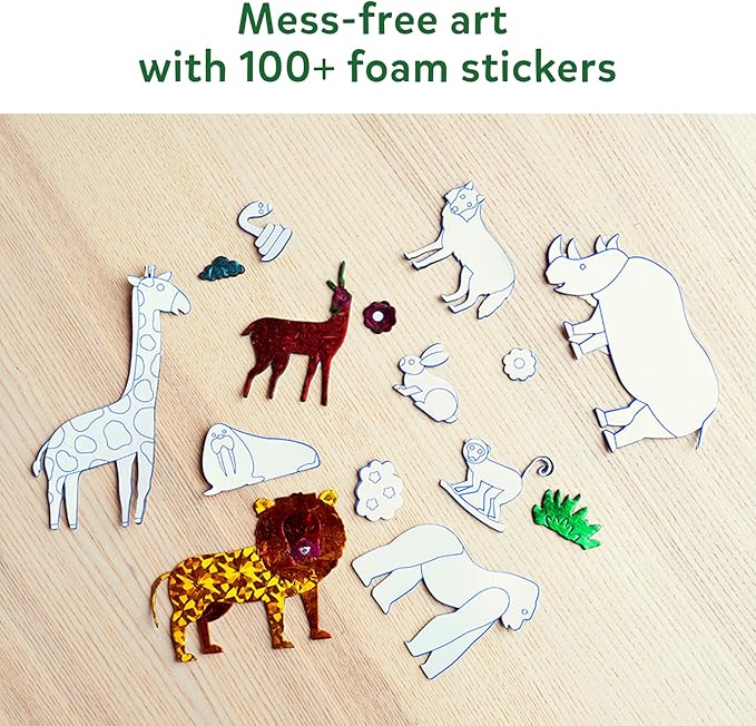 Skillmatics Foil Fun - Animals, No Mess Art for Kids, Travel Toys, Craft Kits, DIY Creative Activity, Christmas Gifts for Boys & Girls Ages 4, 5, 6, 7, 8, 9