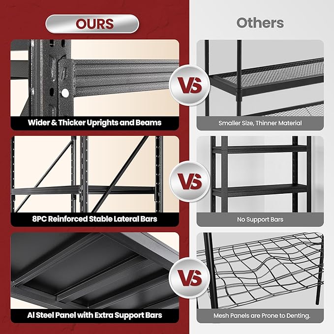 60" Wide Storage Shelves, 5000LBS Garage Shelving Heavy Duty, Standing Shelf Units, 4 Tier Metal Adjustable Storage Shelving Rack for Shop Warehouse Basement, 60'' W x 24''D x 70'' H