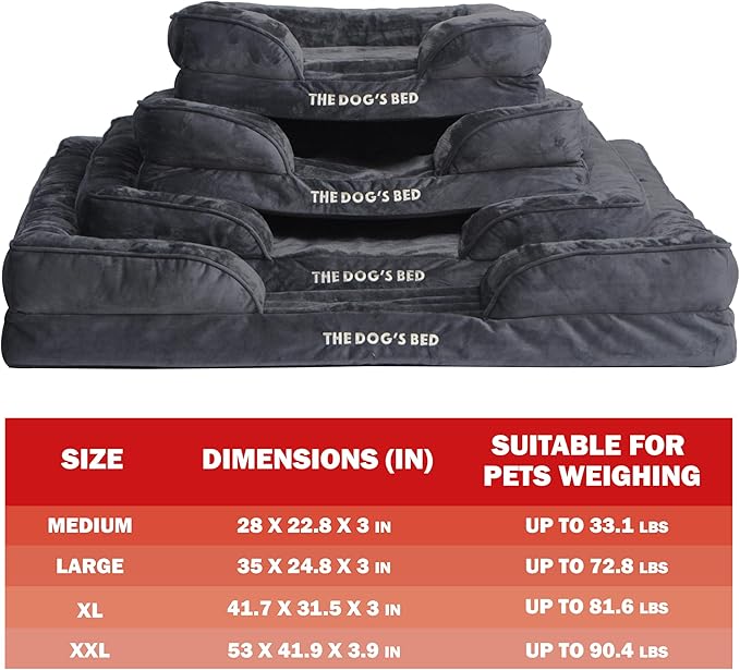 The Dog’s Bed Replacement Outer Cover & Bolster for Standard Foam Beds, Flannel Fabric, Grey, XXL