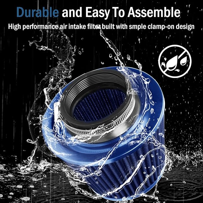 Universal Clamp-On Air Intake Filter, High Performance, Washable Filter