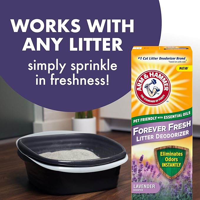 Arm & Hammer Forever Fresh Cat Litter Deodorizer, Wild Lavender, Essential Oils, Baking Soda Odor Neutralizer, 30 oz. Pack of 6 (Packaging May Vary)
