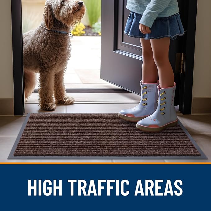 OLANLY Front Door Mat Indoor Outdoor Entrance, Waterproof Heavy Duty Doormat