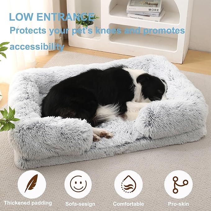 Dog Beds Large Sized dog Orthopedic, Sofa Dog Bed with Waterproof Lining and Nonskid Bottom, Rectangle Washable Dog Bed for Medium Small Dogs and Cats Comfortable ( Color : Blue1 , Size : 23 x 18" )