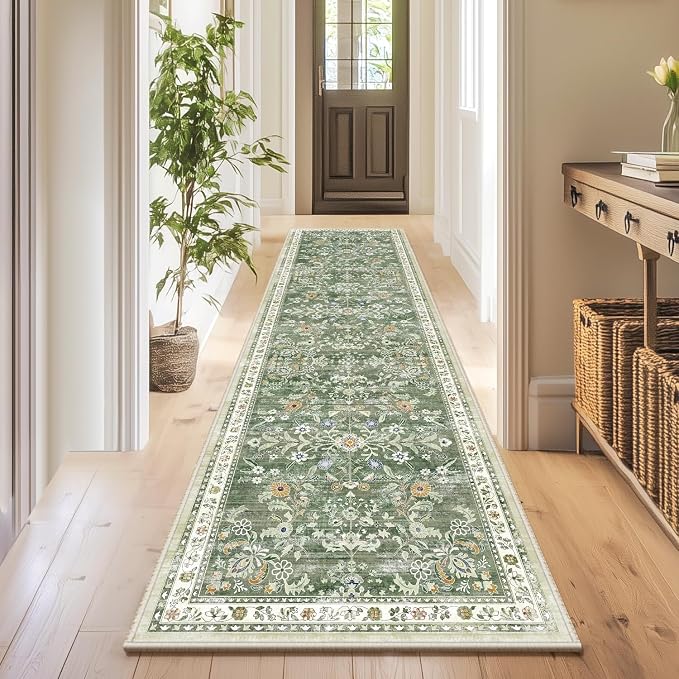Yamaziot Washable Runner Rug 2x6 – Non Slip Boho Floral Hallway Runner Rug