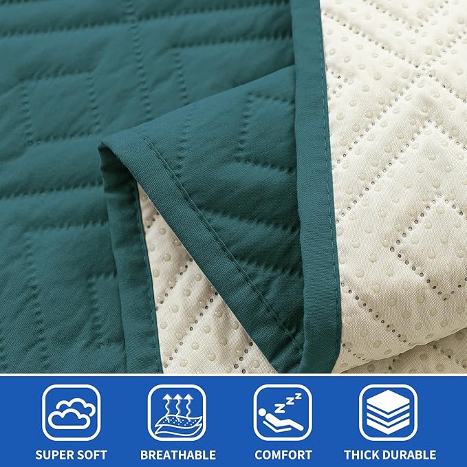 2026 Waterproof Bed Sofa Blanket (52"x82") Comfy Couch Sofa Mat for Dog Pets with Anti-Slip Back, Universal Incontinence Lightweight Liner Pad for Furniture Car Picnic etc Durable Washable, Teal Green