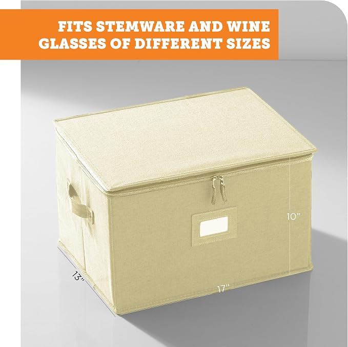 storageLAB Wine Glass Storage Containers, Hard Shell Organizer