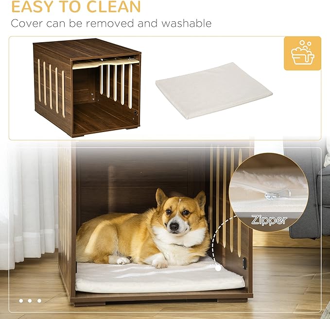 Dog Crate Furniture End Table with Removable Door, Dogs Cage House Kennel Indoor Bed with Safety Lock for Small Medium Dogs,Brown