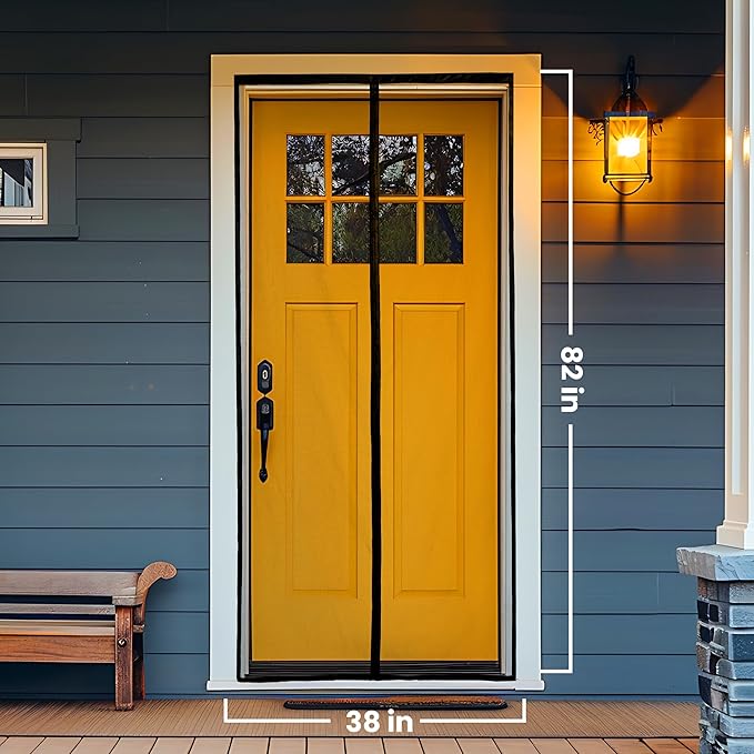 Flux Phenom Magnetic Screen Door (2 Pack) - Bugs Out, Breeze in - 9min Install Auto-Sealing Heavy Duty Double Stitched Mesh, Hands Free Sliding & Patio Doors Net, Pet & Kid Friendly, 38 x 82 Inch