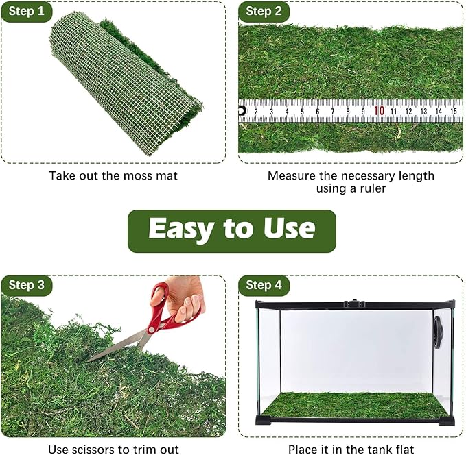 Reptile Carpet Cuttable Terrarium Mat Artificial Moss Reptile Liner Green Substrate Flooring Bearded Dragon Tank Accessories for Leopard Gecko Lizard Snake Tortoise (11.81" x 39.37")