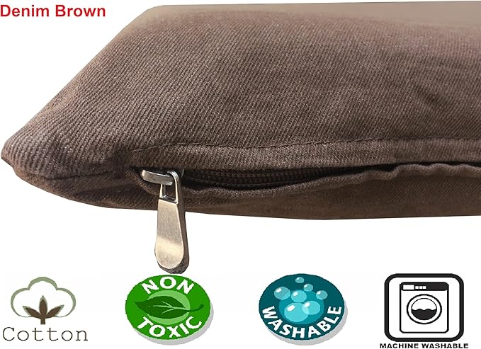 Dogbed4less Shredded Memory Foam Pillow Dog Bed with Waterproof Liner and Machine Washable Cover (Brown Denim, Medium 36"X29")