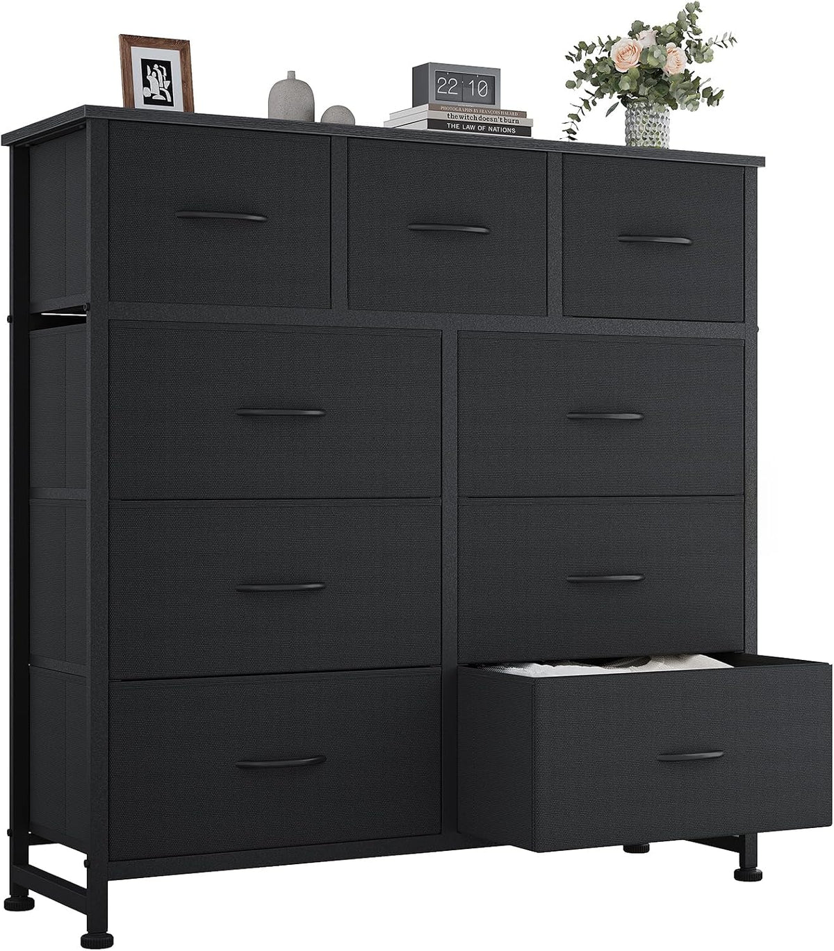 OLIXIS 9 Drawer Black Dresser for Bedroom, Closet Organizer Storage Tower