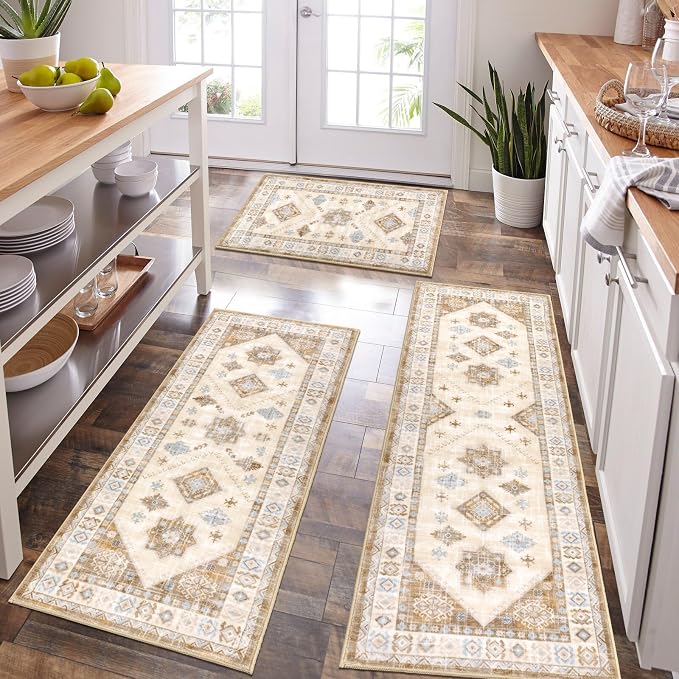 HEBE Boho Kitchen Rug Sets 3 Piece