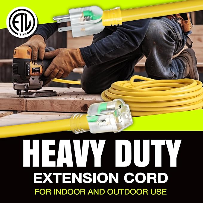 100ft Outdoor/Indoor Extension Cord 16/3 Gauge Heavy Duty 3 Prong SJTW, Waterproof, ETL Listed, Flexible Cold-Resistant Long Power Cord,10A 125V 1250W, Orange by LifeSupplyUSA