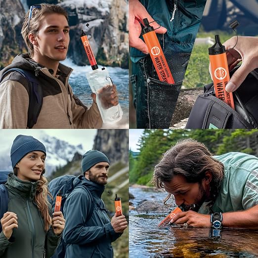 Emergency Water Filter Straw, Personal Survival Water Filtration System