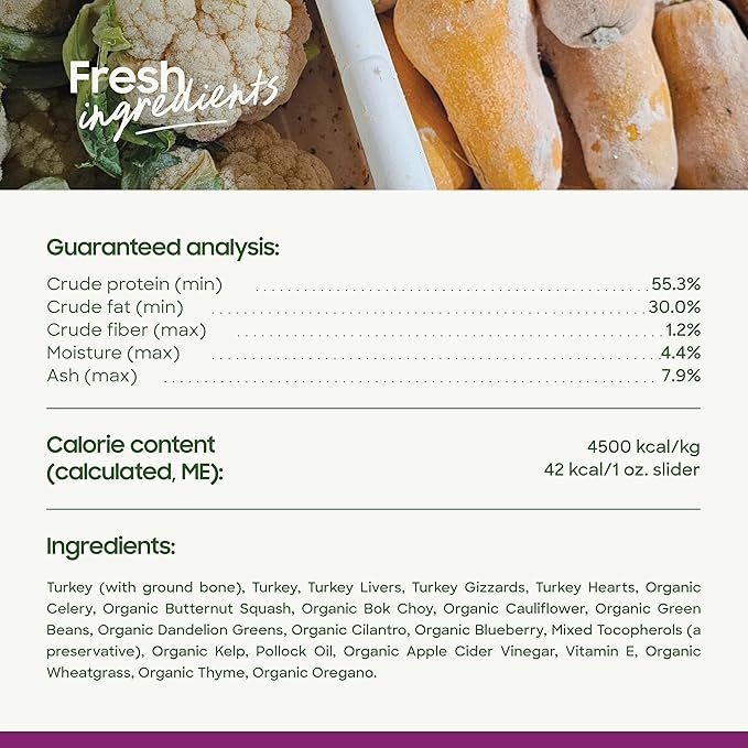 smallbatch Pets Freeze Dried Raw Dog Food, Turkey Recipe, 25 oz, Organic High Protein Dog Food, Grain Free, Made in The USA, Humanely Raised Meat, Single Protein, for Picky Eaters, Hydrate & Serve