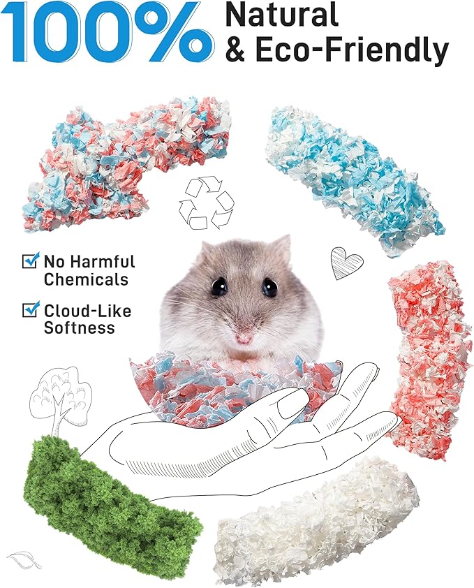 BUCATSTATE Hamster Bedding 101L, 99% Dust-Free Guinea Pig Bedding Odor Control Paper Bedding, Cozy Small Animal Bedding for Rabbit Rat Syrian Dwarf Hamsters Gerbils (White)