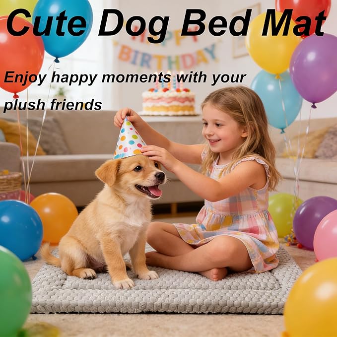 Dog Bed Mat - Soft Crate Pad for Kennel, Durable Pet Bed for Small Dogs & Cats - Comfort Support for Pet Crate, Cage, House
