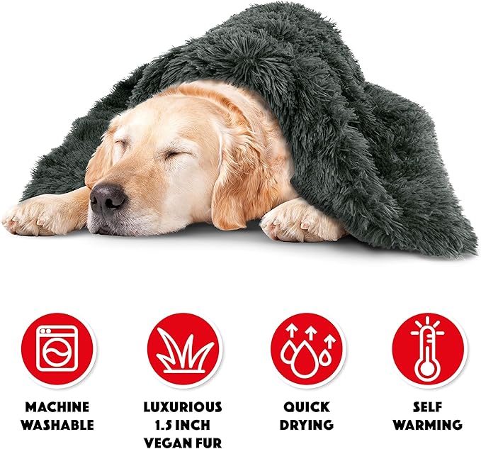 The Dog’s Blanket – Faux Fur Dog Blanket, Grey, XL, 38x54