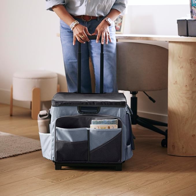 Mobile Utility Cart with Storage Organizer Bag, Rolling Cart, Black/Grey