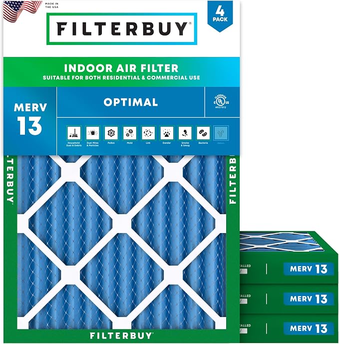 Filterbuy 20x22x2 Air Filter MERV 13 Optimal Smoke & Allergy Defense,
