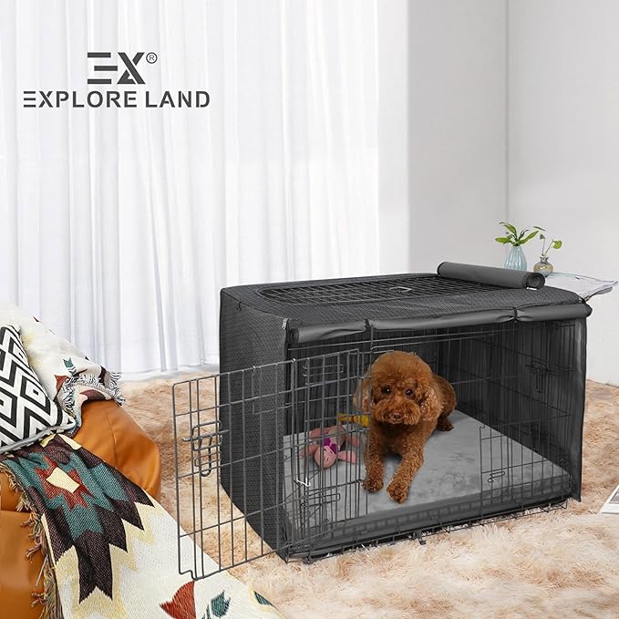 Explore Land Waterproof Dog Bed Cover Machine Washable Fluffy Dog Bed Replacement Cover for 36 Inch Crate, 36Lx23Wx3.5H inch, Gray
