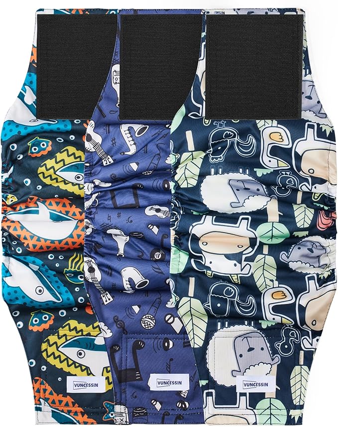 Washable Dog Diapers Male Reusable, Premium Belly Bands for Male Dogs Small, Pack of 3, High Absorbing Small Male Dog Pee Wraps for Doggie in Incontinence or Excitable Urination and Training(S)