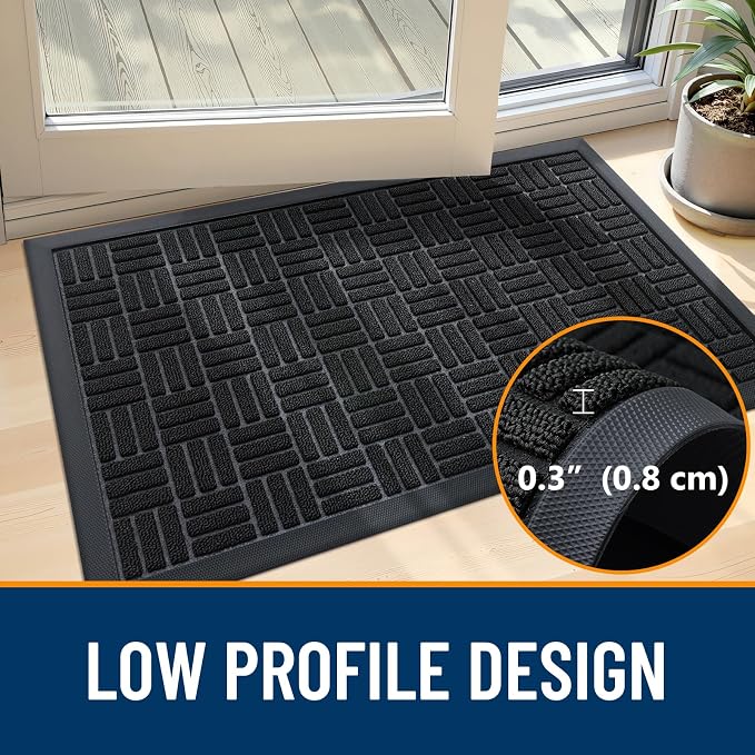 OLANLY Front Door Mat Outside Entrance 71x23, Heavy Duty Sturdy Natural Rubber