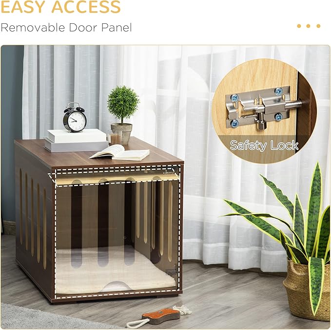 Dog Crate Furniture End Table with Removable Door, Dogs Cage House Kennel Indoor Bed with Safety Lock for Small Medium Dogs,Brown