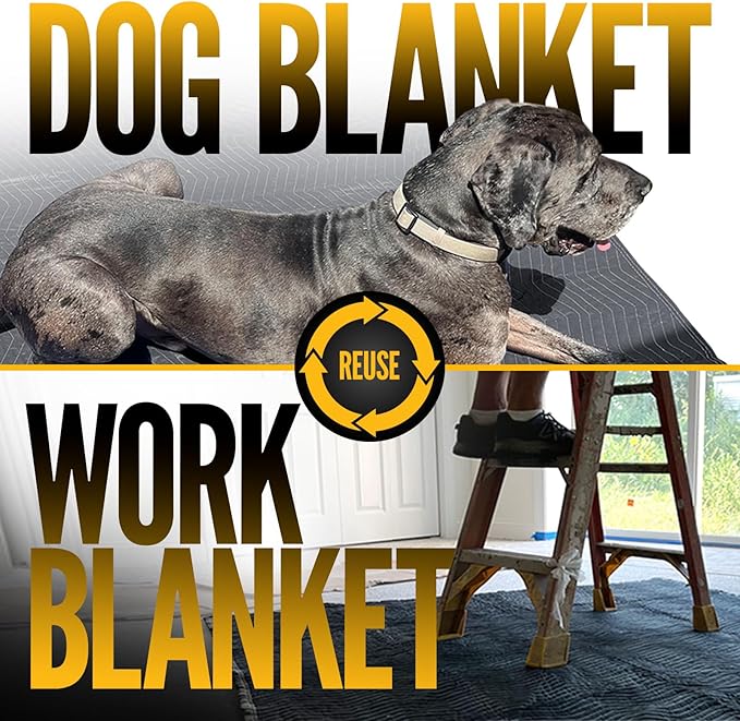US Cargo Control Moving Blankets 72"x80" MBDELUXE65 Econo Deluxe, (65 lb/doz Weight), Professional Quilted Large Moving Blankets, Furniture Packing Pads for Shipping, Cargo Blanket, Black