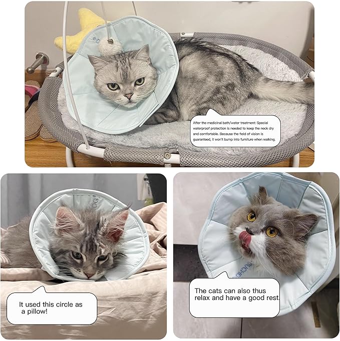 Touchdog Foldable Dog Cone Collar for Cats & Dogs - Adjustable Soft Recovery Collar with Waterproof PU Coating, Lightweight Design, 24.5cm/9.6in Wide Barrier (Blue, XS)