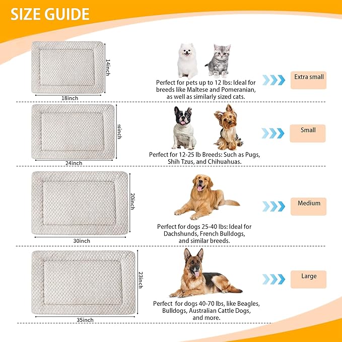 Dog Bed Mat - Soft Crate Pad for Kennel, Durable Pet Bed for Small Dogs & Cats - Comfort Support for Pet Crate, Cage, House
