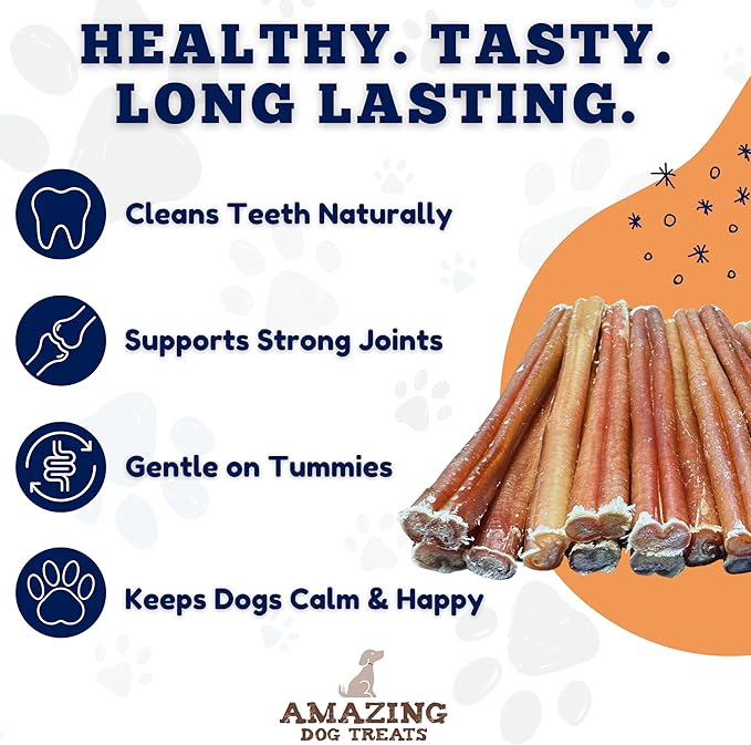 Amazing Dog Treats - Bully Sticks for Small Dogs (6 Inch Junior - 12 Count) - Premium Thin Bully Sticks for Dogs - Best Bully Stick Dog Chews - Bully Bones for Puppies and Small Breeds